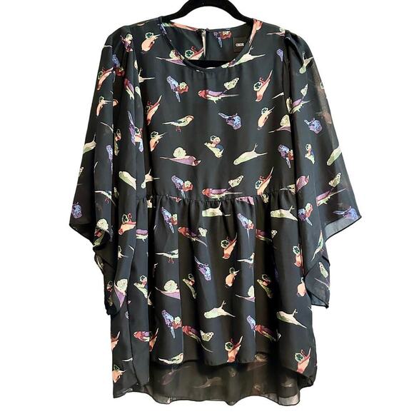 ASOS Colorful Bird Novelty Print Flowy Blouse Top NWT Size 8 - Picture 1 of 11